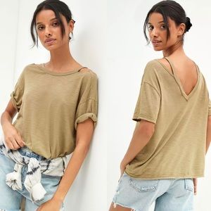 NWT $58 Anthropologie T.La Moss Classic V-Back Pullover Cut-Out Tee XS